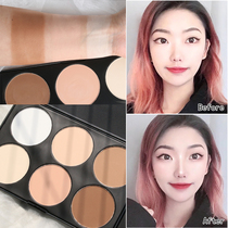 High light side shadow six color repair and disc double purpose integrated disc shadow dark shadow blush three-in-one matte woman powder cake