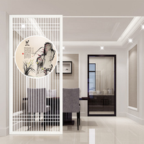 Modern new Chinese style art glass screen custom simple living room decoration partition entrance background wall frosted light transmission