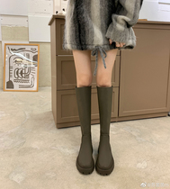(sheii Su Yinyin) Sister Diary ~ Fangtou thick sole with middle boots female knight boots boots rain boots