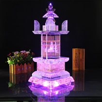 Buddhist supplies large crystal stupa ga wu installed treasure basket printed tuo luo ni spell Tower mantra height 42cm