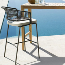 Balcony courtyard high chair garden bar creative rattan bar chair terrace casual rattan chair kit combination furniture