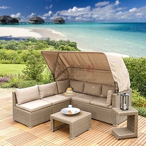 Outdoor leisure bed balcony courtyard sunshade sofa outdoor beach terrace rattan chair sun room imitation rattan sofa