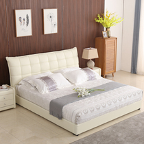 Small apartment leather bed leather bed soft bed leather bed White Kraft bed wedding bed 1 8 m 1 5 double bed