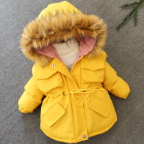 Childrens clothing Childrens winter clothing 2 middle and small children 3 Korean version of the Western style female baby wool collar cotton coat 1-6 years old 5 girls quilted jacket jacket