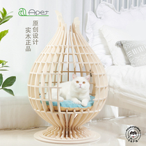 Apet flower Bud solid wood kennel cat den dog bed cat bed small dog and cat Four Seasons pet nest mat