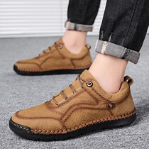 Genuine Leather Headlayer Bull Leather Mens Shoes Comfort Mens Outdoor Sports Climbing Hiking SOFT BOTTOM ABRASION RESISTANT CASUAL LEATHER SHOES