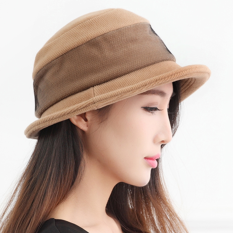 网纱蕾丝英伦女帽加绒冬天帽子女名媛红色礼帽大檐休闲时装帽女潮