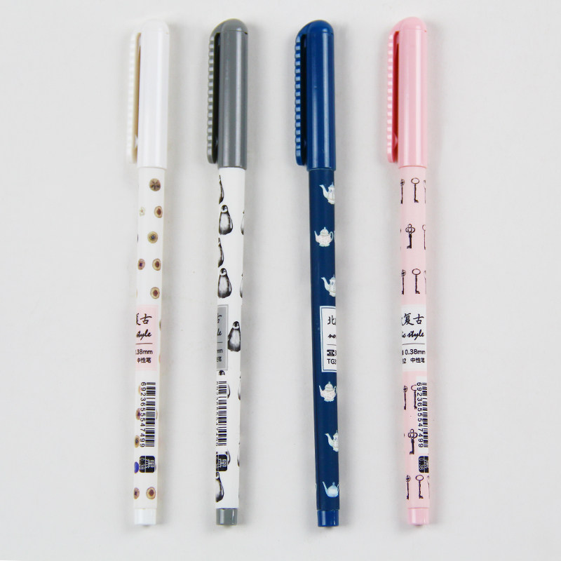 天卓水笔0.38中性笔黑色水笔整盒12支包邮可爱中性笔全针管水笔