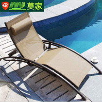 Outdoor deck chair Leisure lying bed Rattan Chairs Beach Bed Pool Balcony Open Air Eurostyle Adjustable Deck Chair Furniture