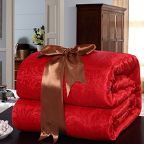 Silk quilt wedding quilted with wedding quilt big red wedding cotton quilted with core double thickened and warm winter quilted by mother and mother