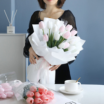 Hand Feel Moisturizing Tulip Emulation Florist Holding Flowers Fake Flowers Bouquet Living-room Upscale Silk Flowers Furnishing Pieces Wedding Photos