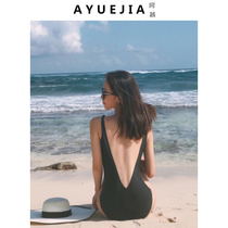 2021 new Korean ins conservative student fairy fan one-piece swimsuit female sense thin belly cover hot spring swimsuit