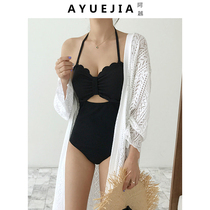 Swimsuit womens summer 2021 new one-piece Korean ins wind sexy fairy fan Xian thin belly cover conservative hot spring swimsuit