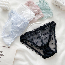 Transparent Briefs Women Summer Thin style Sexy Pure Desire Lace Mesh Veil Girl Day Department Pure Cotton No Mark Mid-Waist Triangle Pants