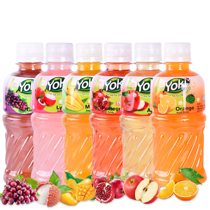 马来西亚进口yoki洋一椰纤果果汁饮料320ml/瓶x6支多种水果口味_不