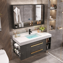 Bathroom cabinet combination Intelligent light luxury rock board bathroom Modern simple Nordic wall-mounted hand washing basin pool