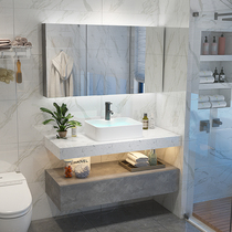 Solid wood bathroom cabinet combination Modern simple bathroom sink sink Intelligent wall-mounted small apartment bathroom