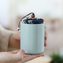 Ru kiln portable tea cans small household ceramic mini tea cans sealed cans simple portable tea room tea ceremony