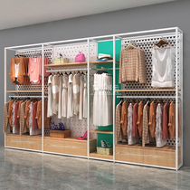 High-end clothing store display rack floor-to-ceiling combination womens clothing hangers mall clothes shop against the wall
