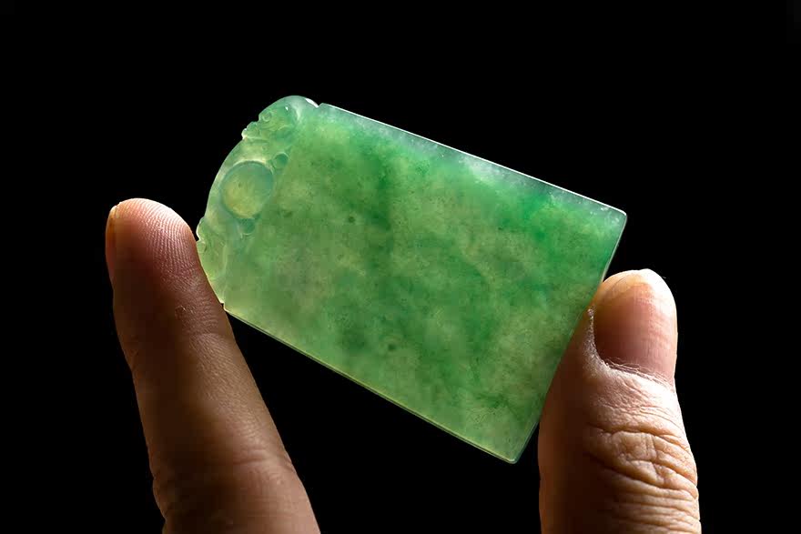 缅甸翡翠老坑冰糯种素面牌27.26g