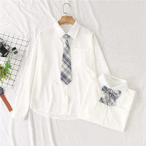 2022 new JK uniform shirt woman long sleeve student college wind butterfly knot tie shirt with undershirt early spring