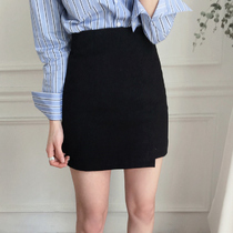 2021 Spring and Summer Korean version of high waist black OL professional slim irregular bag hip skirt one step skirt