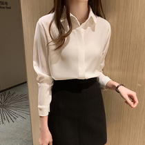 2022 Spring Autumn New Retro Port Taste Snowspun Long Sleeve Shirt Woman Minimun Commute Temperament Foundation Lined Coat