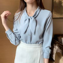 Neckline Snowspun Shirt Woman Long Sleeve Design Sensation Small Crowdblouse Shirt Foreign Air Retro Port Taste 2022 Spring Autumn New