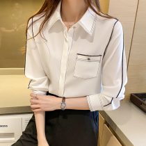 White Snowspun Shirt Woman Long Sleeve 2022 Autumn Clothing New Retro Port Taste Casual Blouse Design Sensation