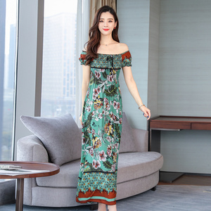 2020 summer new off shoulder print dress