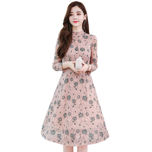 Spring 2020 New Style Lace medium length long sleeve dress