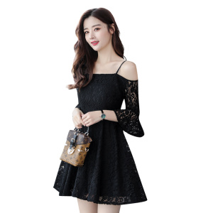 Flare sleeve Sling Shoulder lace dress