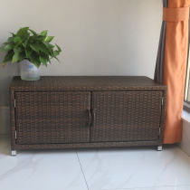 Rattan-changing shoes stool Home doorway Balcony Shoe Cabinet Sitting Stool Entrance Door Can Sit Through The Storage Stool Entry Cabinet Short Stool