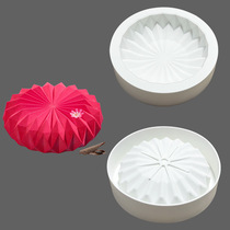 Round Diamond folding fan 6 with single origami flower silicone silicone baking mold French West Point mousse cake