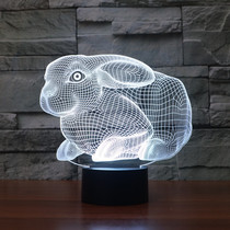 Small white rabbit Seven colorful 3d small night light plug-in electric touch color changing cute bed head lamp atmosphere decorative light female creative gift
