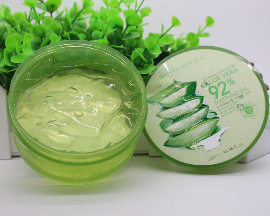 韩国自然乐园芦荟胶92%祛痘淡印保湿面霜晒后修护补水300ml正品