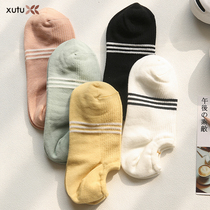 Socks womens socks shallow mouth Korean cute womens socks stripes low-top invisible socks non-slip spring and summer thin boat Socks tide
