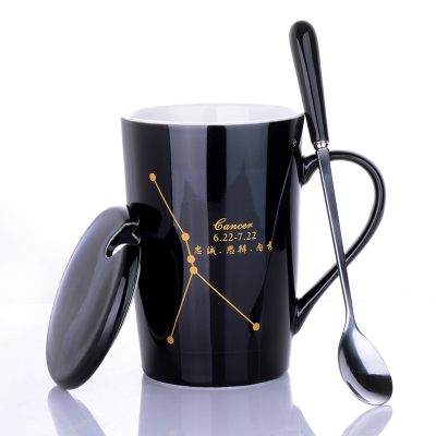 ceramic cup female student korean version drinking cup home male constellation coffee cup mug with lid spoon large capacity