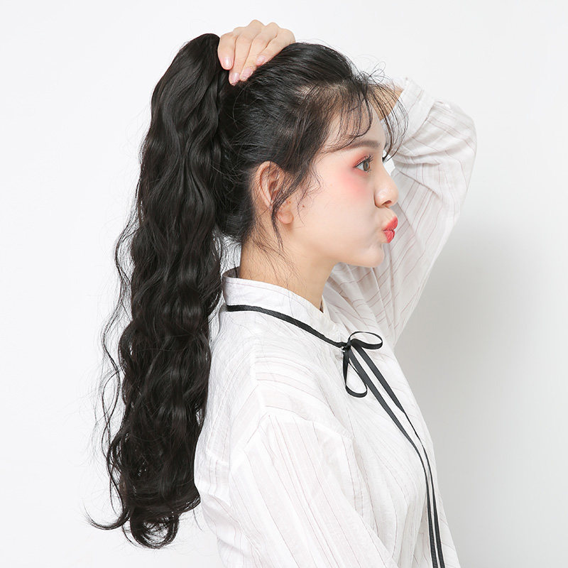 马尾假发女长发网红辫子玉米烫抓夹高马尾蓬松自然羊毛卷发假马尾