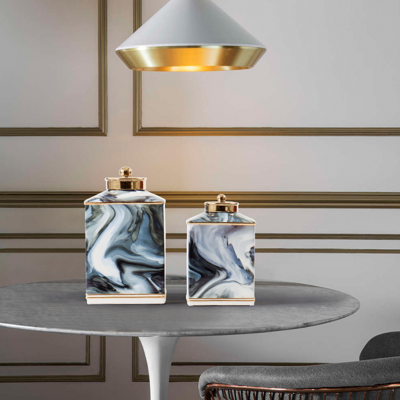 Postmodern light key-2 luxury marble ceramic pot furnishing articles of new Chinese style example room sitting room porch bookcase soft decoration