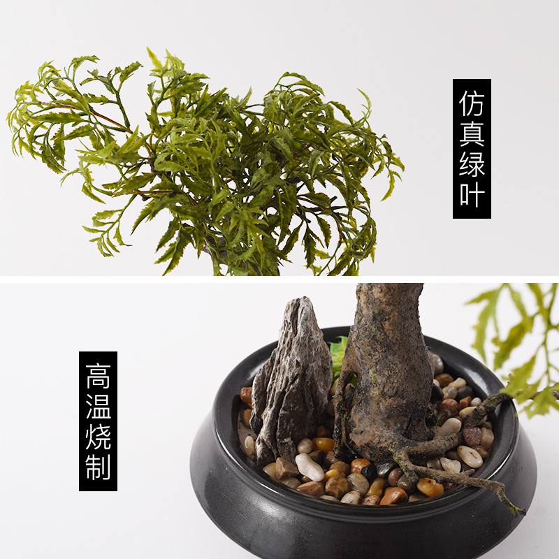 New Chinese style decoration office zen green the plants bonsai pottery pot pot porch pebble combination furnishing articles