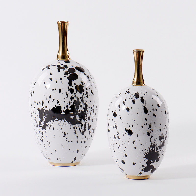 New Chinese style postmodern, black and white ink pen grain storage tank simulation flower, flower arranging, the sitting room porch ceramic vases, furnishing articles
