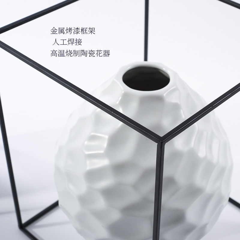 Postmodern new Chinese style is irregular ceramic vase geometry furnishing articles combination between example decorate the sitting room art flower arranging