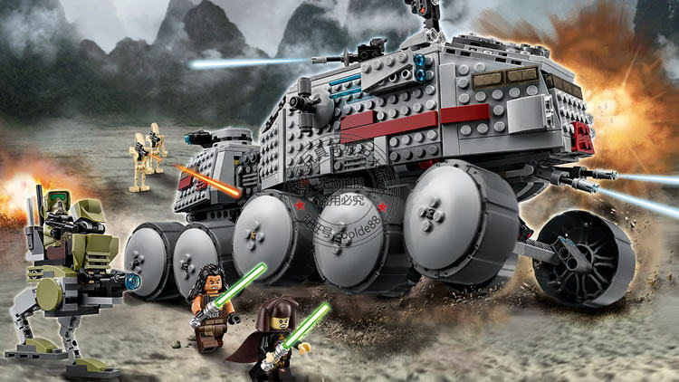 星球大战系列克隆涡轮坦克机甲车人仔兼容乐高拼装积木玩具75151