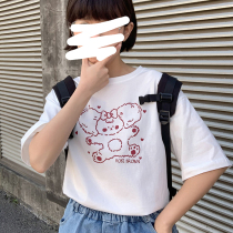 Childish store original homemade Korean cartoon student soft girl loose short-sleeved T-shirt female summer Harajuku cute top