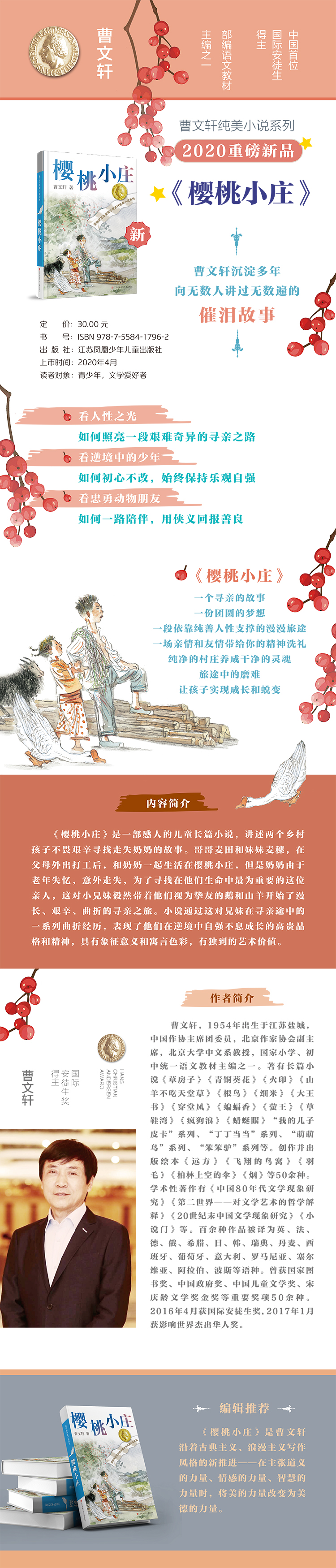 【新华正版】樱桃小庄 曹文轩纯美小说草房子青铜葵花系列 寻亲之旅