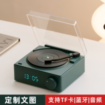 Wireless Bluetooth speaker alarm clock function Computer sound Card audio line Low tone Tone Low Tone Quality Player Mini Record Machine Insert Sound Machine Black Glue Valentines Day 520 Gift customizable