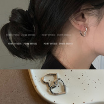 Simple small love earrings female cold wind Joker earrings 2021 New Tide Net red earrings