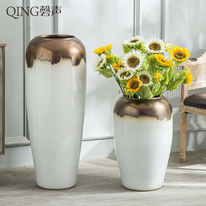 Jingdezhen ceramic big vase furnishing articles sitting room ground large modern European - style villa hotel decoration decoration floral outraged