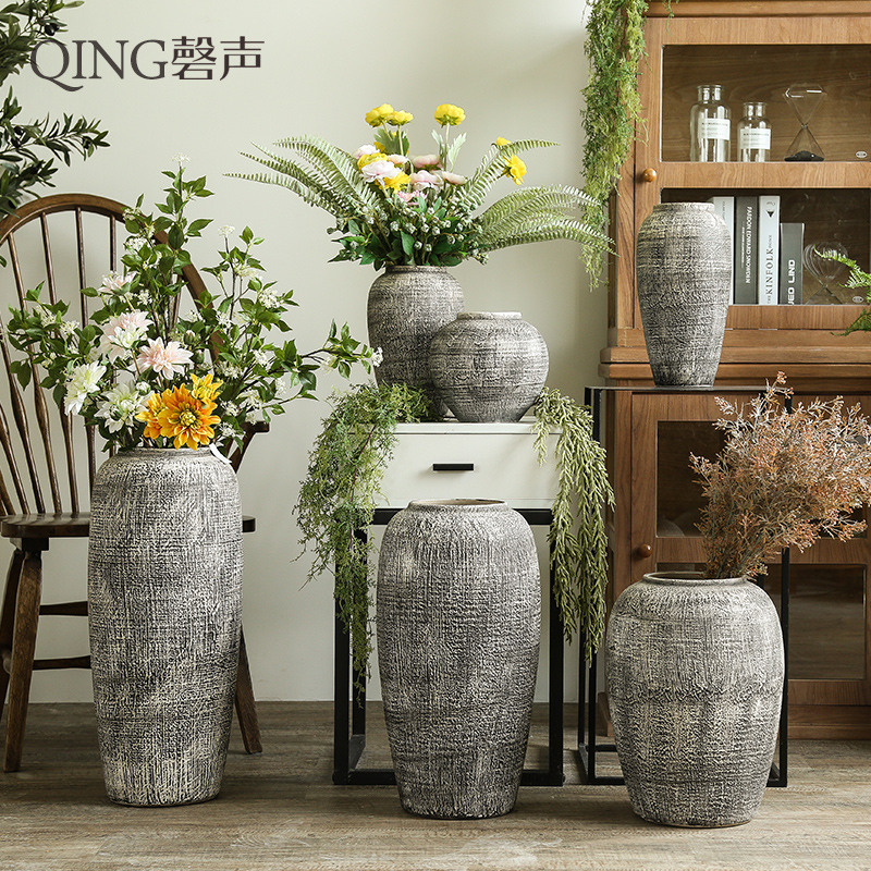 Jingdezhen ceramic vase furnishing articles of Chinese style restoring ancient ways porcelain tea art living room decoration flower arranging dried flower vases coarse pottery